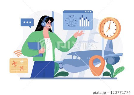 Air Traffic Controller Managing Airplanes Flights 123771774