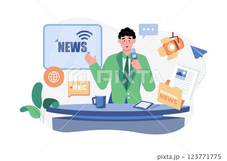 TV News Anchorman In Studio 123771775
