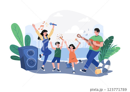 People Celebrating Summer Day At The Beach People Celebrating Summer Day At The Beach 123771789