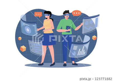 Business People Doing Analysis Using VR Business People Doing Analysis Using VR 123771882
