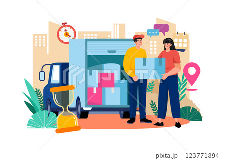 Delivery Person Delivering A Package Delivery Person Delivering A Package 123771894