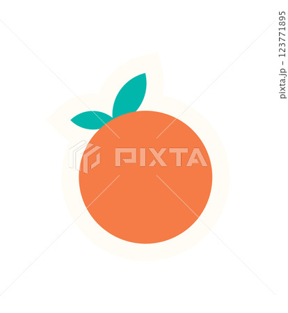 Brutalist orange circle sticker. Flat abstract shape element. Modern fun design, graphic sticker, y2k style, perfect for trendy projects and retro aesthetics. 123771895