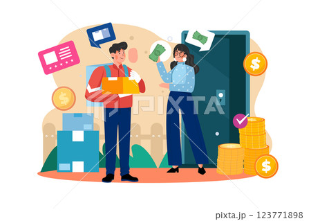Cash On Delivery Illustration concept. A flat illustration isolated on white background 123771898