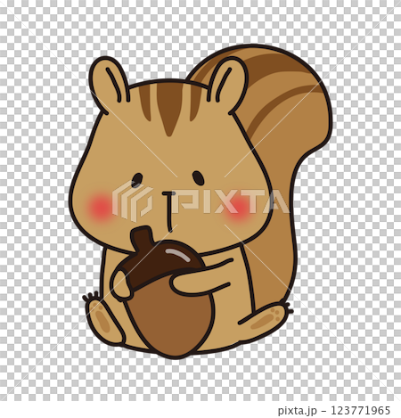 A squirrel holding an acorn 123771965