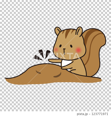 Squirrel burying and popping acorns 123771971