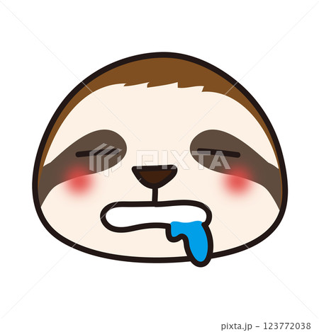 よだれを垂らして寝ているなまけものの顔 123772038