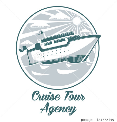 Cruise tour agency logo design with liner ship Cruise tour agency logo design with liner ship 123772149
