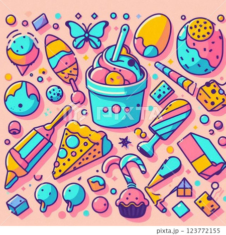 カラフルポップなアイコン 123772155