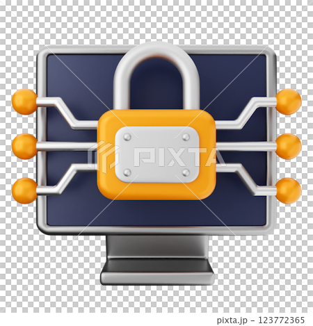 3d security protection pc lockのイラスト素材 [123772365] - PIXTA
