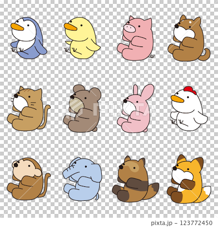 A set of cute stuffed animals 123772450