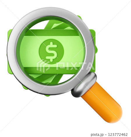 3d search scan icon money coin dollarのイラスト素材 [123772462] - PIXTA