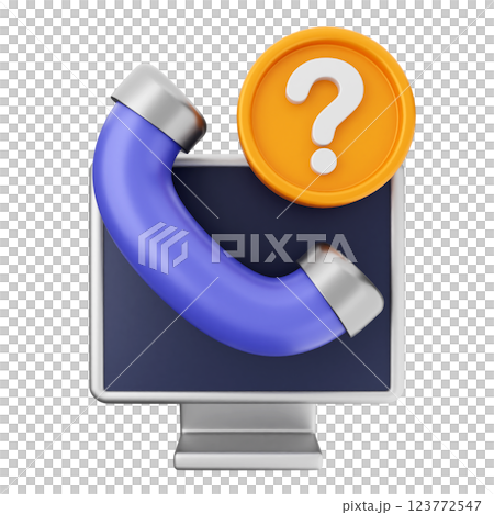 3d helpdesk support center service call pc question mark 123772547