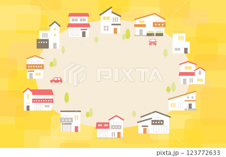 町並み・住宅街のフレームベクターイラスト 街並み 住宅展示場 住宅街 123772633