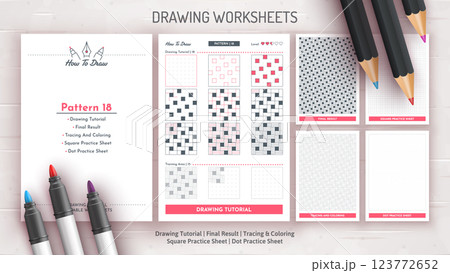 How to Draw a Pattern. Step by Step Drawing Tutorial. Draw Guide Worksheet. Simple Instruction for Kids and Adults How to Draw a Pattern. Step by Step Drawing Tutorial. Draw Guide Worksheet. Simple Instruction for Kids and Adults 123772652