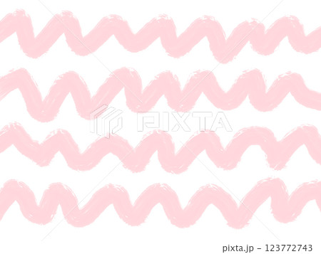 ラフに描いた抽象的なピンクの波線 123772743