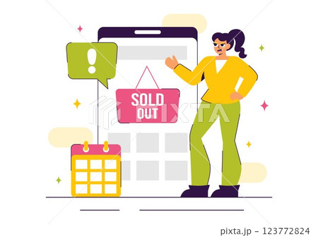 Sold Out Vector Illustration featuring a Shopping Message or Special Offer Indicating Product Unavailability in a Flat Style Cartoon Background 123772824