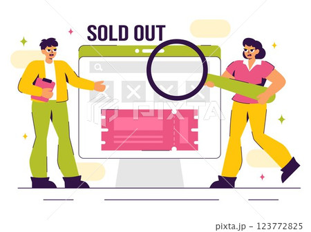 Sold Out Vector Illustration featuring a Shopping Message or Special Offer Indicating Product Unavailability in a Flat Style Cartoon Background 123772825
