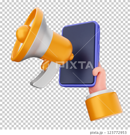 3d social media icon megaphone 123772953