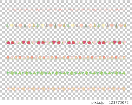 Cute spring material lines, decorative border illustration set Cute spring material lines, decorative border illustration set 123773072