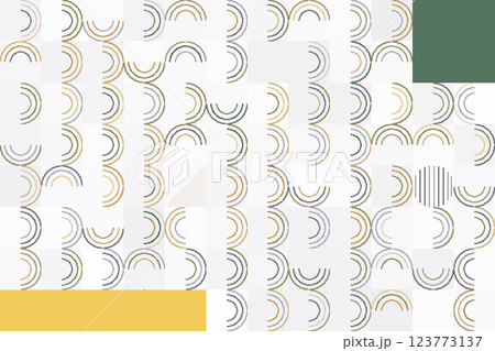Contemporary Pattern Featuring Curved Lines and Geometric Blocks in Muted Colors Contemporary Pattern Featuring Curved Lines and Geometric Blocks in Muted Colors 123773137