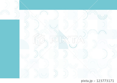 Soft Blue and White Abstract Pattern with Geometric Shapes and Circular Designs on Light Background 123773171
