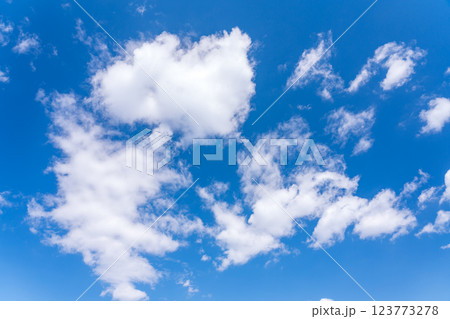 春の青空と雲のフリースペース 123773278