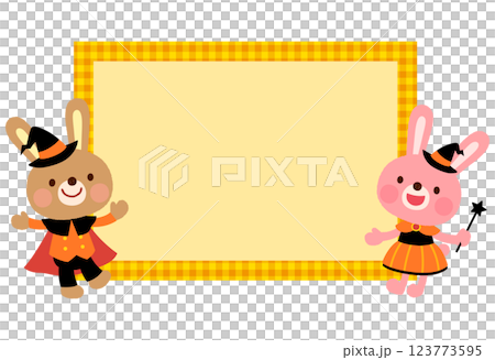 Cute rabbit Halloween message card Cute rabbit Halloween message card 123773595