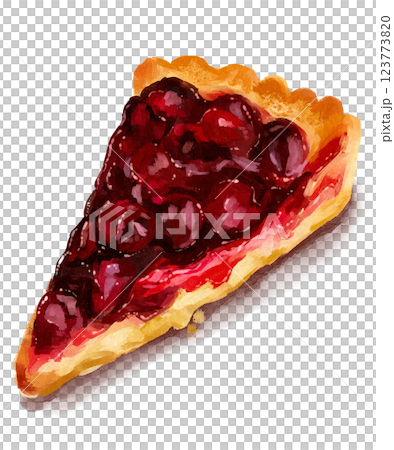 櫻桃塔手繪插畫 123773820