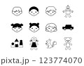 子供の顔のアイコンとおもちゃのアイコン 123774070