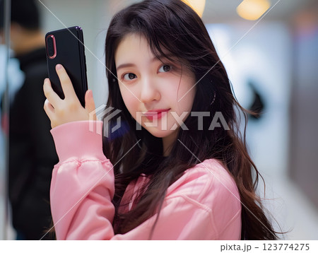 自撮りをしているアジア人女性 123774275