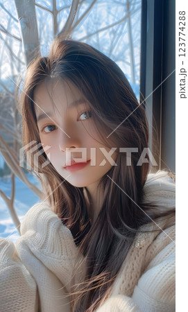 自撮りをしているアジア人女性 123774288