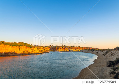 Onkaparinga River in South Port during sunset time 123774504