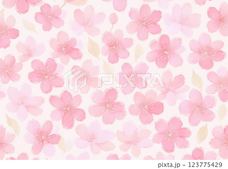 柔らかな水彩風桜の模様 123775429