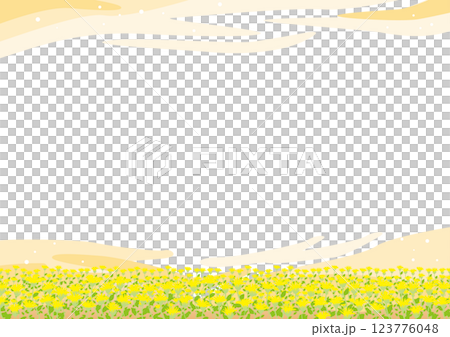 背景素材＜黄色い花畑の背景　ふんわり・優しい・パステルカラー＞ 123776048