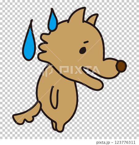 落ち込んでいる怖くないオオカミ 落ち込んでいる怖くないオオカミ 123776311