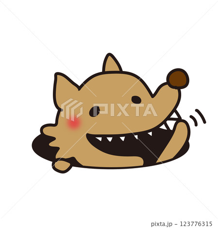 穴からバイバイする怖くないオオカミ 123776315