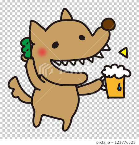 A not-so-scary wolf toasting with edamame beans 123776325