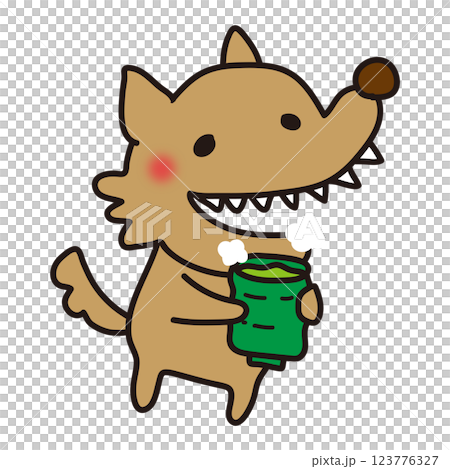 A scary wolf offering hot tea 123776327