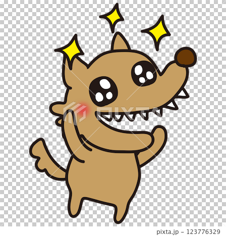 A not-so-scary wolf with sparkling eyes 123776329