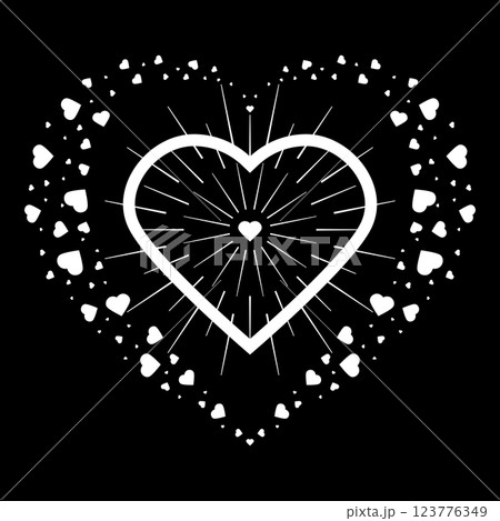 Heart symbol. Vector illustration. Black and white graphics 123776349