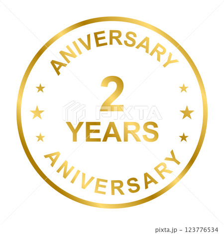 2 year anniversary gold icon vector for graphic design, logo, website, social media, mobile app, UI illustration 123776534