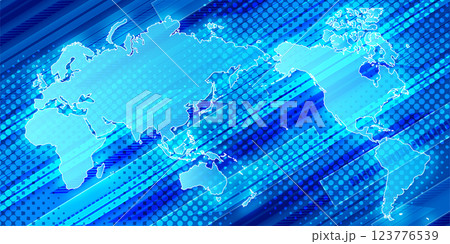 世界　地図　青　テクノロジー　背景 123776539