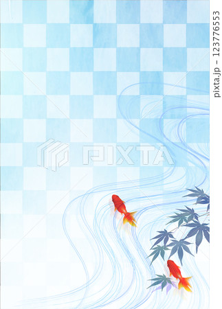 金魚 夏 水彩 和柄 背景 金魚 夏 水彩 和柄 背景 123776553