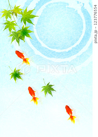 金魚　夏　水彩　和柄　背景 123776554