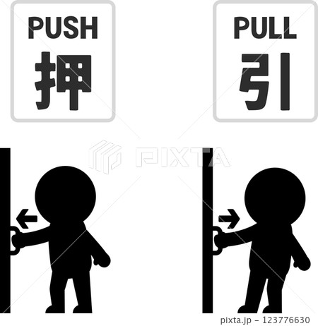ドアの把手を持ち押す人物と引く人物のイラスト素材 [123776630] - PIXTA