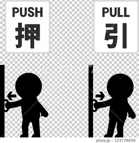 一個人推門把手,另一個人拉門把手 一個人推門把手,另一個人拉門把手 123776630