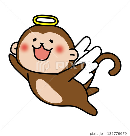 飛んでいる天使の格好をした猿 123776679