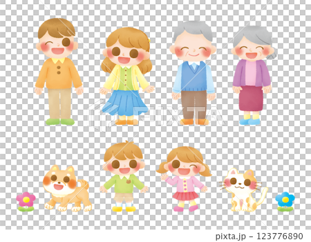 不同世代的家庭和寵物 123776890