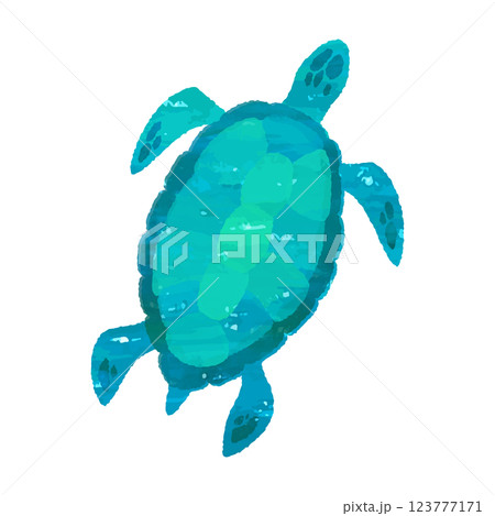 ウミガメのベクターイラスト 版画、スタンプ、コラージュ、水彩、手描き風 ウミガメのベクターイラスト 版画、スタンプ、コラージュ、水彩、手描き風 123777171