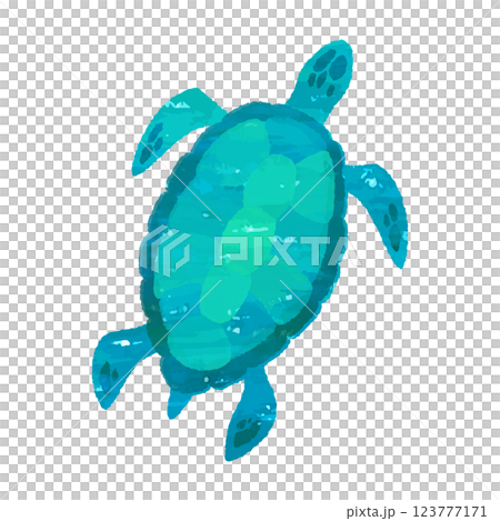 ウミガメのベクターイラスト 版画、スタンプ、コラージュ、水彩、手描き風 ウミガメのベクターイラスト 版画、スタンプ、コラージュ、水彩、手描き風 123777171